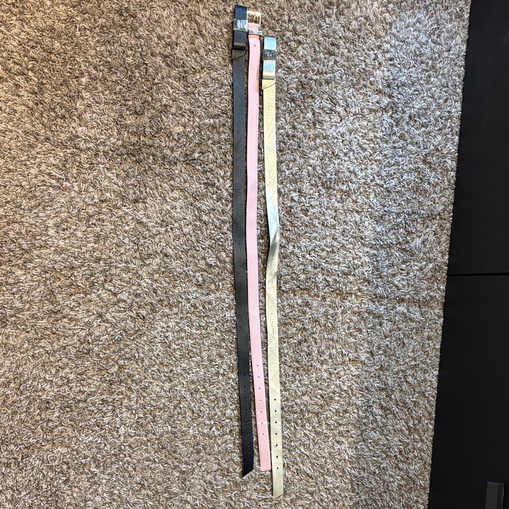 kate spade Tan Leather Slim Belts with Gold Logo Accents (Set of 3)